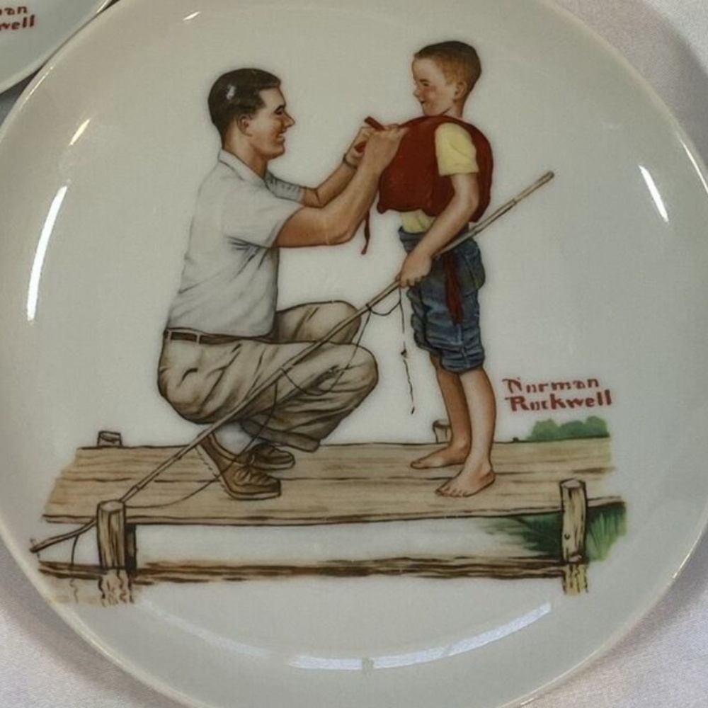 Norman Rockwell Collector Plate Vintage Style Father Son Fishing